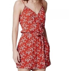 Ann Taylor Loft Orange Rust Floral Spaghetti Strap Romper Shorts